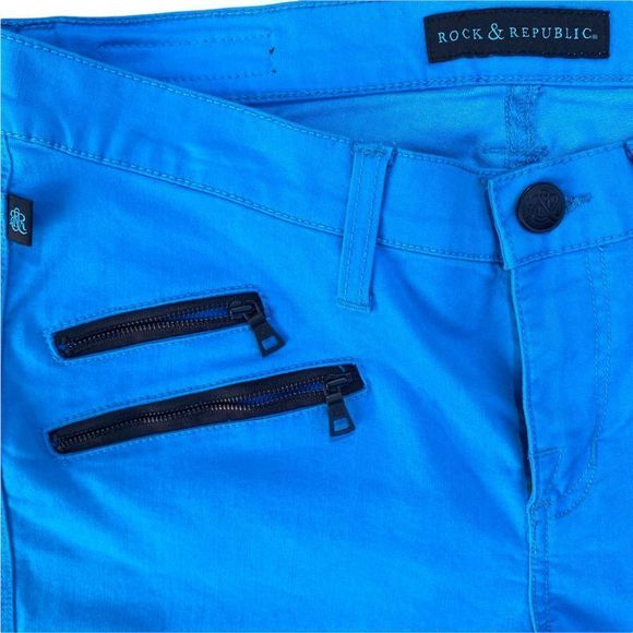 Rock & Republic Turquoise‎ Zipper Skinny Fit Pants - Picture 4 of 5